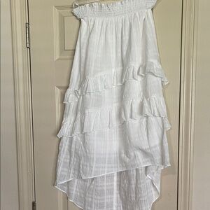 Elegant White Ruffled Skirt. Lush